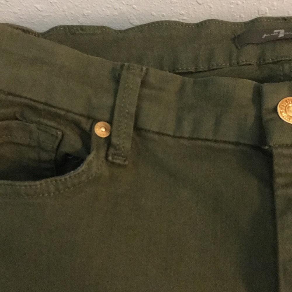 Brand New 7 Forall Mankind Olive Skinny Jeans 29! View 3